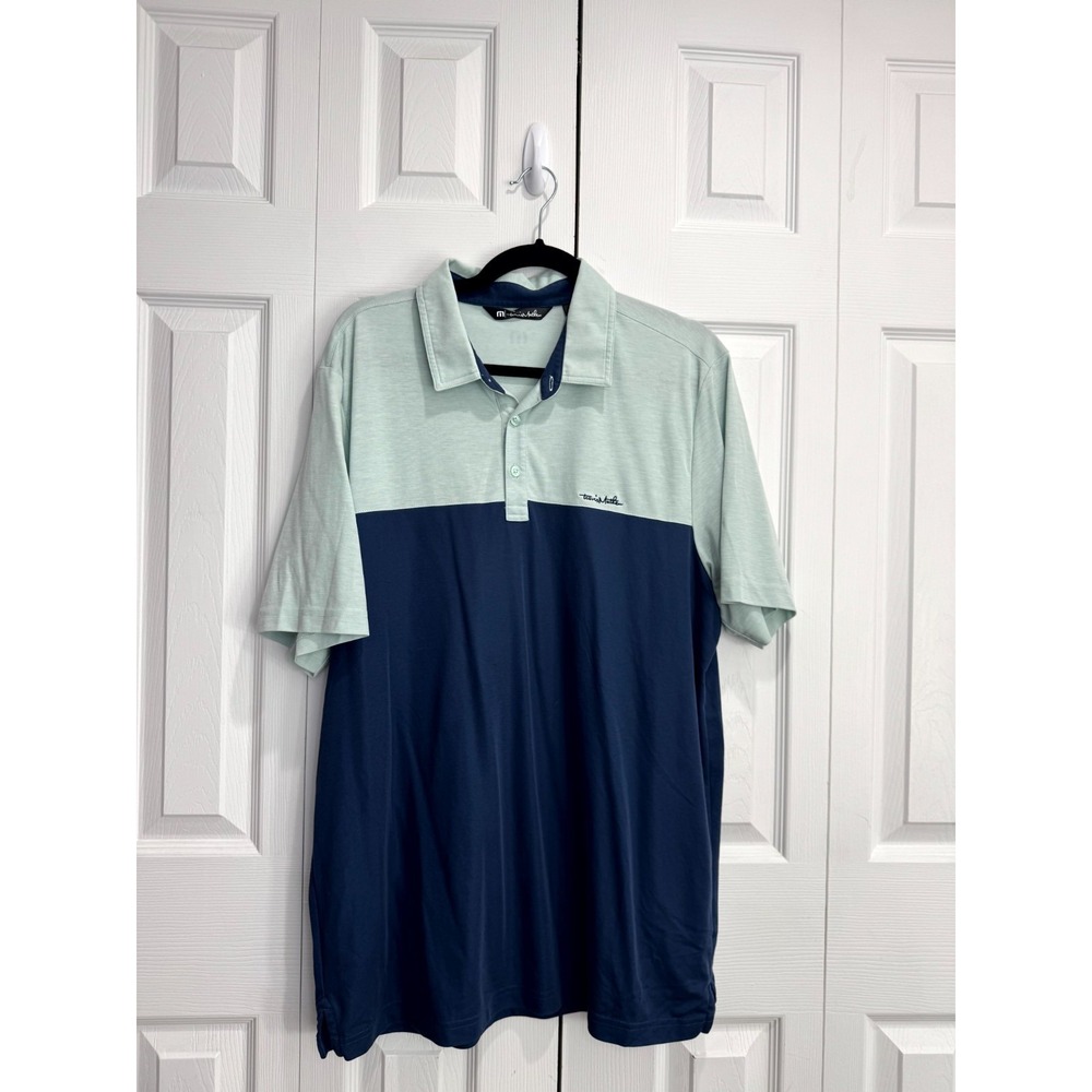 Travis Mathew Spooky Szn Polo Shirt Men's XL Blue Two Tone Short Sleeve Casual